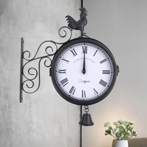 Horloge de gare double face, horloge murale ronde pour jardin, 3037cm, horloge murale décorative, couloir, style rétro, horloge d'extérieur (1/5)