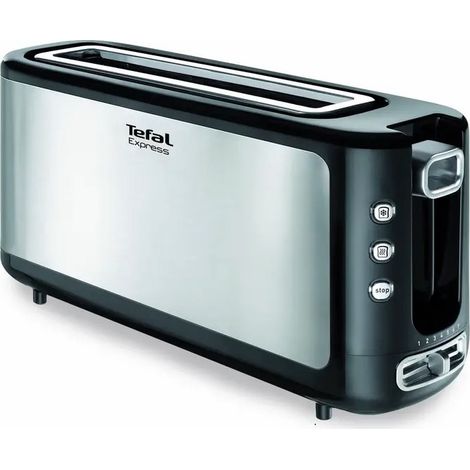 Tefal – Grille-pain inox 1 fente 1000W – Longue fente pour baguettes – Décongélation et réchauffage – Remontée extra-haute