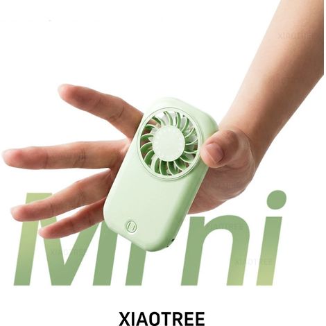 (Vert) Ventilateur portable à main, 5 vitesses de vent, capacité de batterie de 1200 mAh, chargement mini USB. (1/5)