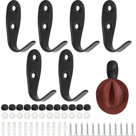 6 Pièces Crochets individuels avec vis et boulons Porte Manteau Mural Individuel pour la Maison, étagères, Tiroirs, Casiers, Bain (Noir) Charge 32 kg Noir -'Noir