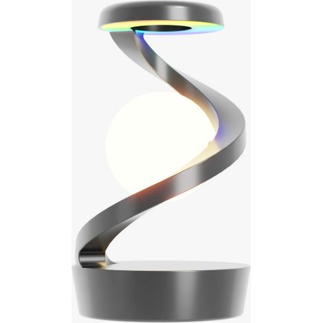 Lampe De Nuit - Chargeur Sans Fil Qi 10 W - Éclairage RGB Réglable 6 Couleurs - Design Flottant Magnétique - Gris - 1 Pièce (1/5)