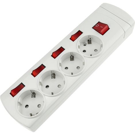 BeMatik - Bloc d'alimentation Schuko à 4 broches schuko avec interrupteur simple sans câble (1/5)