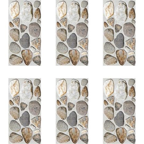Papier Peint Autocollant pour Salle de Bain Effet Galets 6pcs en Pvc Facile à Nettoyer Décoration DIY Cuisine et Salle de Bain Couleur Aléatoire (1/5)