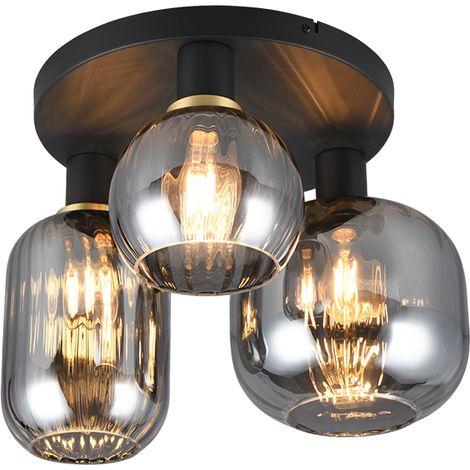 Plafoniera Trio DIVA nera vetro fumé tonda 39cm 3xE27 (1/4)