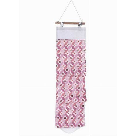 TRADE SHOP - Porta Rotolo Organizer Da Appendere Con 3 Tasche In Tessuto Rosa Bagno 79199 - (1/2)