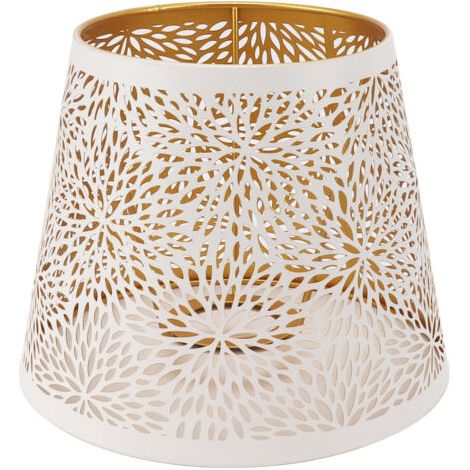 QORVA- Abat-jour E27 E26 en fer blanc – Motif fleurs sculptées – Dimensions 13x19x15cm – Installation facile pour salon et chambre (1/5)