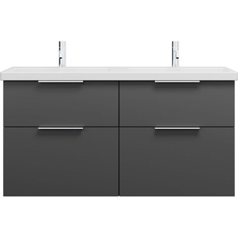 burgbad Eqio lavabo doble de cerámica con mueble bajo para lavabo