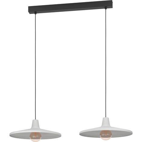 Lampadario A Sospensione Contemporaneo Miniere Acciaio Nero Grigio 2 Luci E27 (1/2)