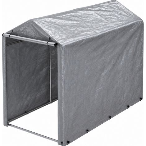 Garage per biciclette 100 x 187 x 160 cm impermeabile, struttura in acciaio zincato, grigio (1/5)