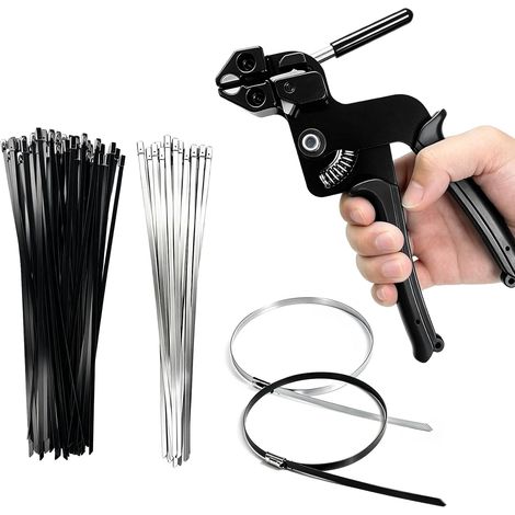 Kit de Pistolets à Attaches MéTalliques avec 100 Serre Cable Inox 4.6x300mm (1/5)