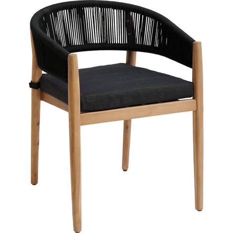 Hesperide – Lot de 2 fauteuils de jardin Tevio anthracite – Structure en aluminium traité époxy – Dossier en cordage – Coussin déperlant anti-UV (1/4)