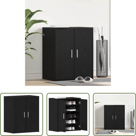 vidaXL Meuble de rangement - Cabinet à chaussures avec étagère Chêne noir 60 x 35 x 70 cm (1/5)