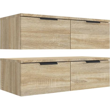 Lot de 2 Armoires murales Salon,Meuble bas de Rangement,Meuble TV Chêne sonoma 68x30x20 cm Bois ingénierie -56835 (1/5)