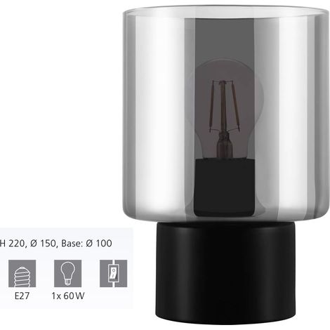 Lampada da tavolo Gorosiba Black-Transparent H: 22 Ø: 15 cm con interruttore via cavo (1/3)
