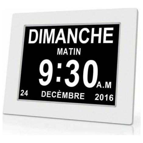 Horloge calendrier numérique One Piece 7 pouces avec date et heure, horloge Alzheimer pour parents, rappel de médicaments pour grands-parents et enfants - Blanc - 20414324mm..DEBUNS (1/5)