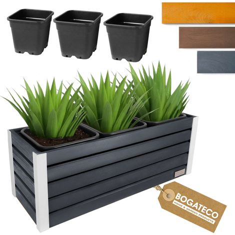 Jardinière Bois Bogateco 100x37x36 cm avec Bac Anthracite (1/5)