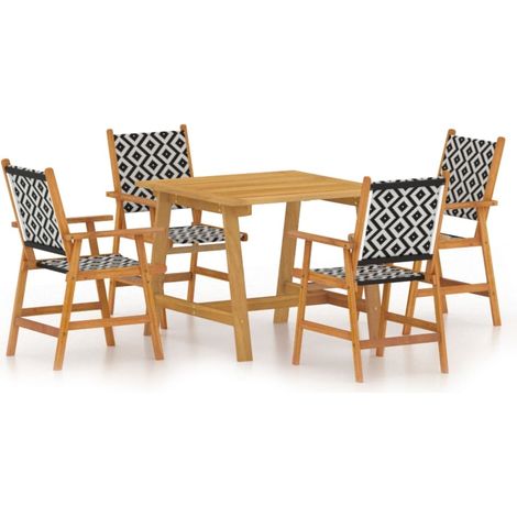 Ensemble de salle à manger de jardin meuble extérieur 5 pièces bois d'acacia solide