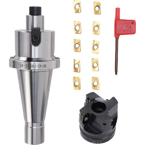 Jeu De supports De fraise en bout, Extension à grande vitesse NT40-FMB22, indexable et CNC avec 10 lames en carbure APMT1604 (1/5)