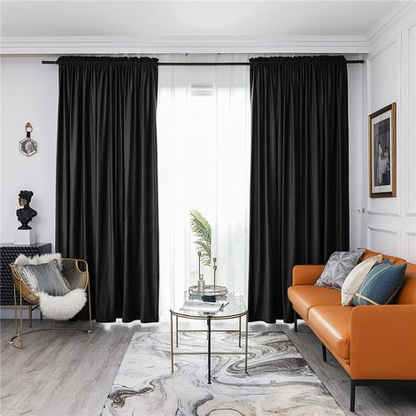 Rideau occultant pour salon, rideau isolant thermique, rideau en velours uni, convient pour la chambre et le salon, lot de 2 (150 x 250 cm).