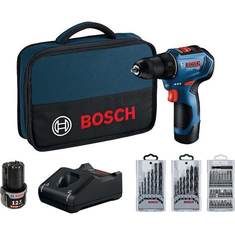 Bosch wkrętarka gsr 12v-30 2x2,0ah 30/17nm bl + 39 acc torba (1/2)