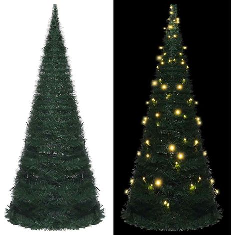 Künstlicher Pop-Up-Weihnachtsbaum mit Beleuchtung Grün 150 cm