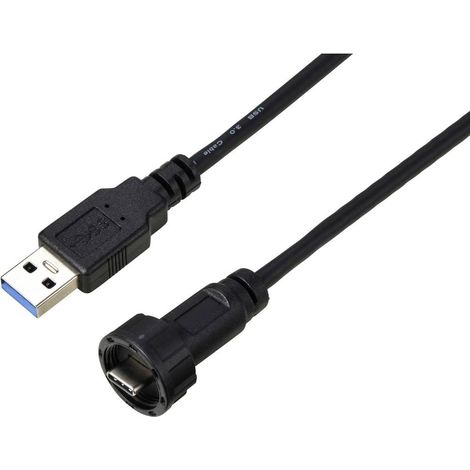 Spina USB-C® 3.0 su spina USB IP67 (filettatura) cavo 0,5 m. TC-E10T-MT3-MWA/MU3-NWA-0.5PV-S Cavo in plastica impermeab (1/4)