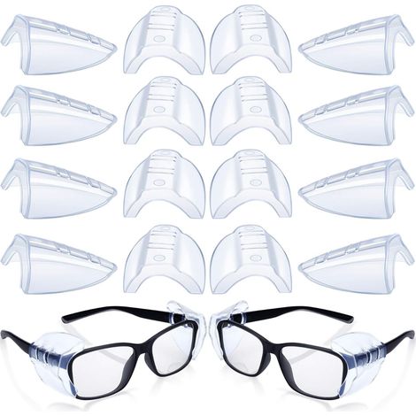 8 Pairs of Side Protection Safety Glasses Side Glasses Clear Soft Suitable for Small Medium Size Glasses (Transparent) (1/5)