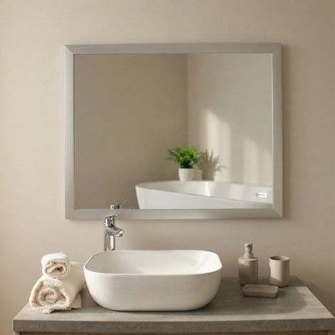 Miroir Rectangulaire Avec Cadre En Aluminium L.67 H.87 Cm (1/5)
