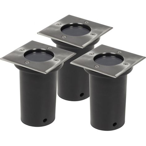 Juego de 3 focos empotrables cuadrados para exterior iluminación decorativa 2402037