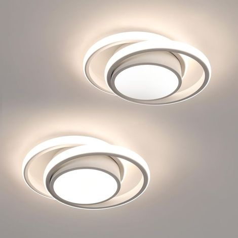 2 Pièces Plafonnier LED, Rond Lampe de plafond 32W 2350lm, Moderne Luminaire Plafonnier pour Couloir Coucher Salle de Bains Cuisine Salon, Lumière Naturelle 4500K, Diamètre 28cm (1/5)