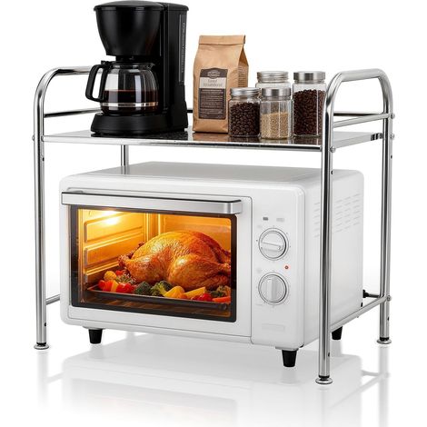 Étagère Micro-Ondes 2 Niveaux Acier, Cuisine (1/5)