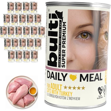 BULTI Daily Meal Aliment humide pour chats adultes à la dinde 24 x 400 g (1/2)