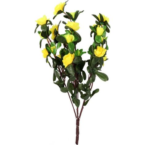 Strauß aus 5 Zweigen mit gelben Miniaturrosen – künstliche Dekoration mit realistischem Aussehen (1/3)