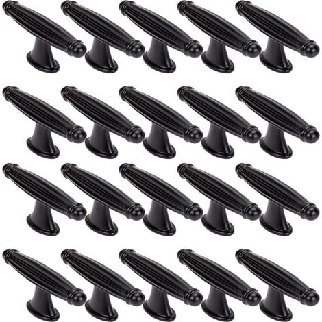 20 Pièces T Poignee de Meuble Vintage,Bouton de Porte de Placard Retro, Avec Armoires à Vis,pour portes d'armoire, commode, cuisine, buffet(Noir) (1/4)
