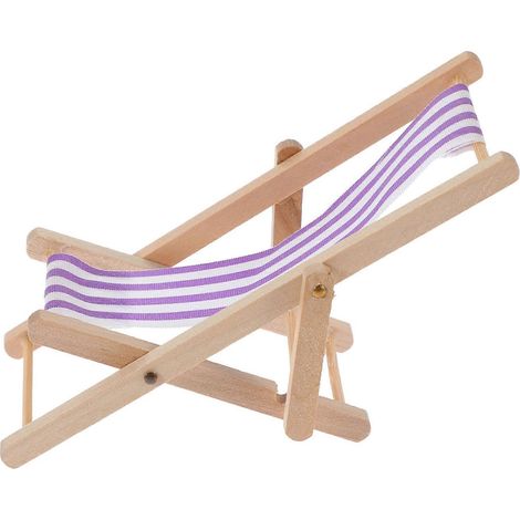 Chaise longue miniature en bois pliable, compatible avec les mini-maisons (1/5)