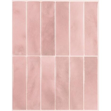 Lot de 5 autocollants muraux pour dosseret, autocollants muraux pour carrelage de cuisine et de salle de bain, rose (1/5)