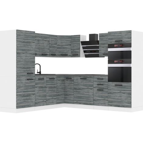 Belini Cuisine Equipee Complete Stacy Muebles de Cuisine Complets. L-Forme Cuisine. Cuisine Complete avec Plan de Travail, chêne Glamour (1/4)