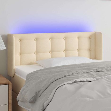 Tête de lit LED réglable en hauteur en tissu crème 93 x 16 x 78/88 cm, 7.18kg - PANGIVO (1/5)