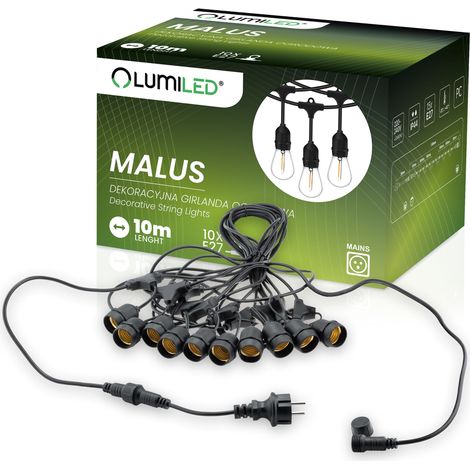 MALUS Lichterkette für den Außenbereich, 10 m, 10 x E27, LUMILED