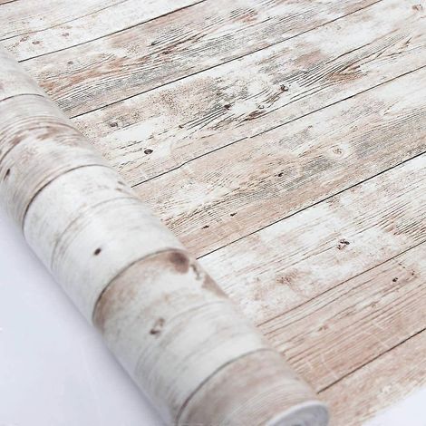 Papier peint autocollant imitation bois style vintage pour meubles cuisine murs placards tables vinyle imperméable (1/5)