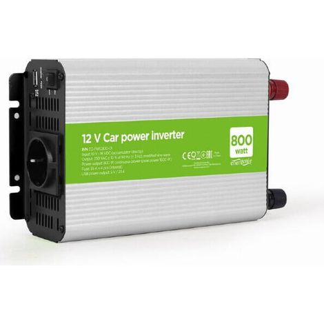 EnerGenie EG-PWC800-01 adaptador e inversor de corriente Auto 800W Aluminio, Negro (1/4)