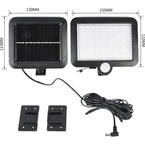 (56 LED) Applique murale solaire LED à 3 modes, étanche, avec détecteur de mouvement, idéale pour l'éclairage de jardin et de rue, compatible avec les garages et les enseignes de sécurité. (1/5)