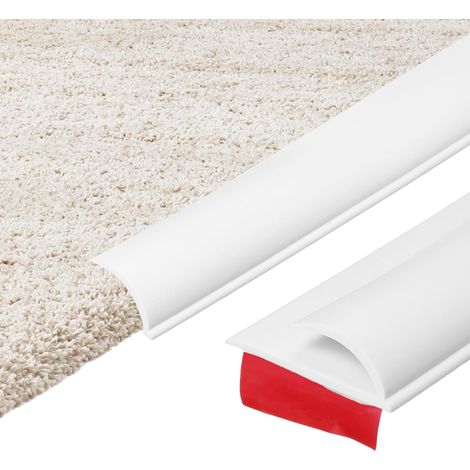 3.28Ft x 1.38" x 0.39" Bande De Transition Moquette À Carrelage, Borde De Moquette Auto-Adhésive, Cache-Fente En PVC, Profilé De Bord Pour Surfaces Inégales, Blanc (1/5)