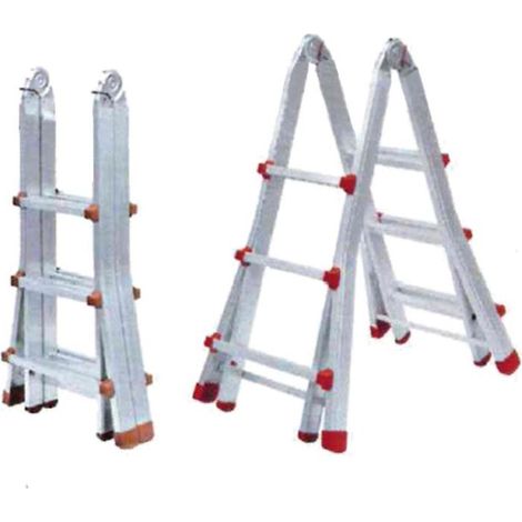 ESCALERA TELESCOPICA ARTICULADA  4X3 PELDAÑOS ALUMINIO=08.000 (1/2)