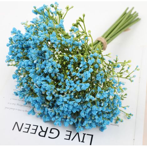 (Bleu)Branches de fleurs gypsophiles artificielles au toucher réaliste pour fête de mariage, arrangement floral, décoration d'intérieur
