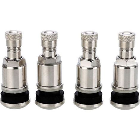 Valve Pneu - Acier Nickelé - Orifice 11,3 mm - Longueur 45 mm - Compatible Tubeless Universel - Lot de 4