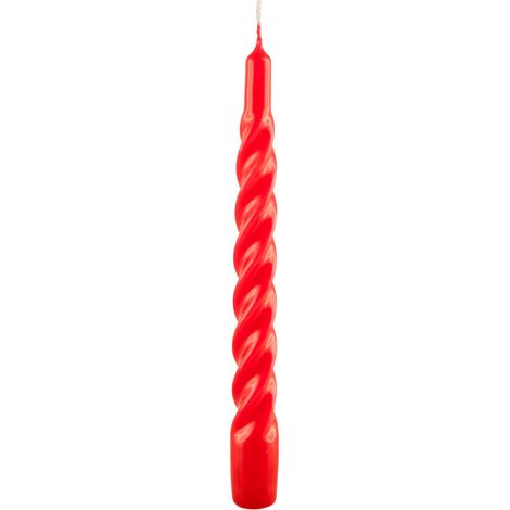 Cereria di Giorgio Risthò Candele Tortiglione Laccate, Cera di paraffina, Rosso, 2.2 cm, 3 unità