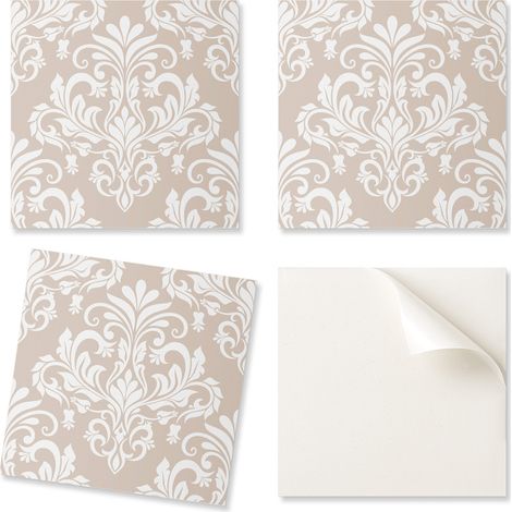 Juego de azulejos de vinilo para pared con elegante dise帽o de plantas, 20x20x20 cm.