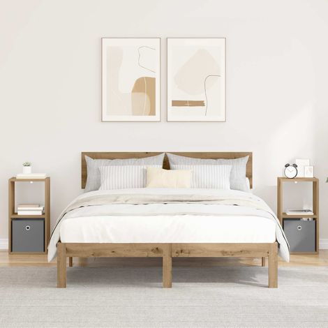vidaXL Table de chevet 2 pc Chêne artisanal 30,5 x 27 x 59,5 cm (1/5)