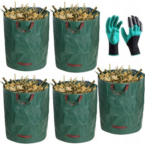 Sac de jardin Big Sac Ensemble sac à feuilles Jardin Sac de fraisage sac à ordures 272L 5PC (1/5)